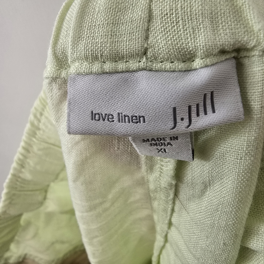 Love Linen J Jill Drawstring Wide Leg Lemon Lime Relaxed Fit Pants Size XL Artsy - Picture 6 of 9